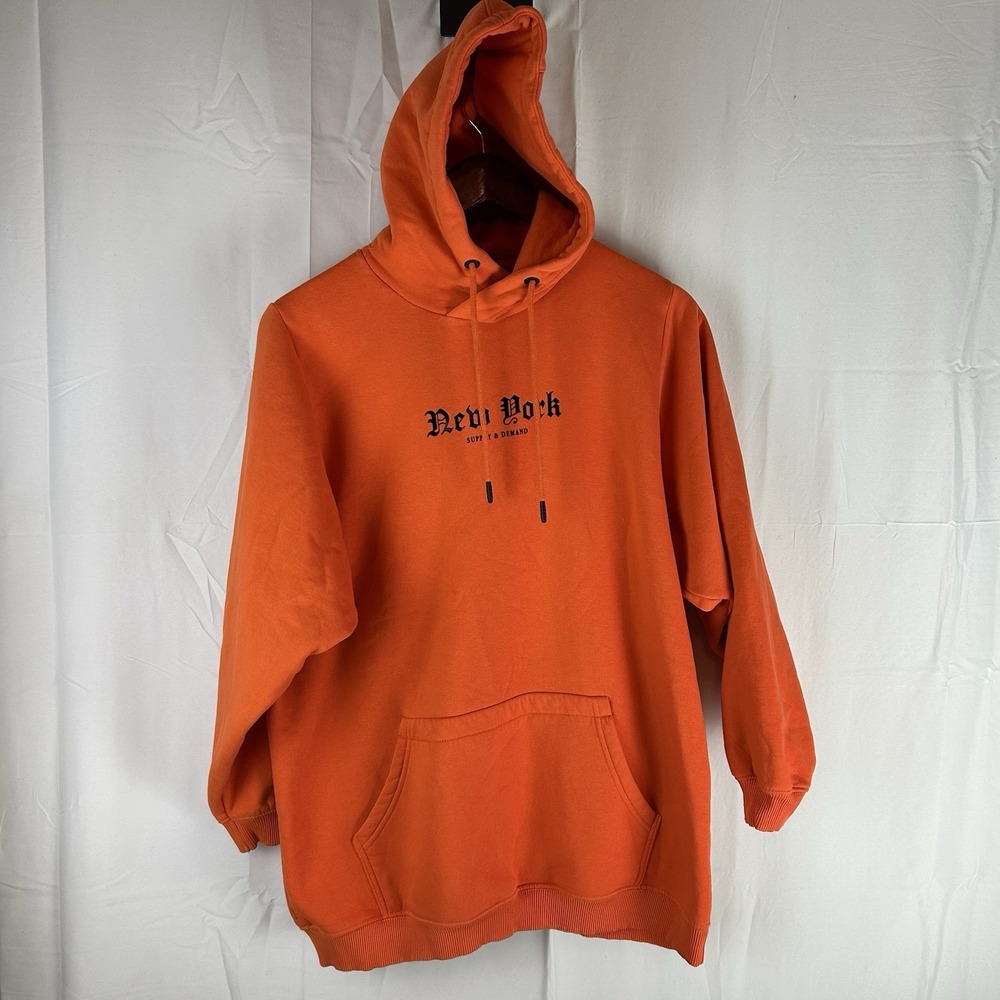 Supply and Demand Orange Pullover Hoodie Small New York City‎ Long Sleeve